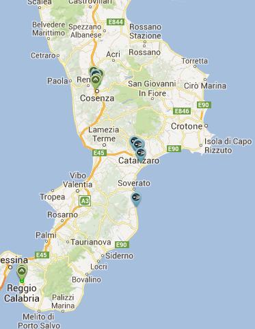 La situazione di Ninux Calabria ad Agosto 2013.